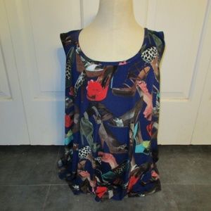 ONE WORLD WOMENS PLUS SHOE PRINTED TANK SZ 2X
